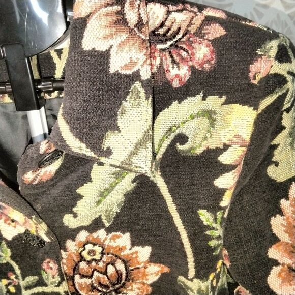 Anage Vintage Sequins / Beaded Tapestry Floral Black Jacket - Picture 5 of 12